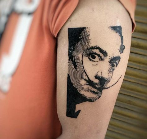 Salvador Dali tattoo on arm by Devilz Tattooz - www.tattoosnewdelhi.com Unique Arm Tattoos, Arm Tattoos Ideas, Salvador Dali Tattoo, Name Tattoos On Arm, Arm Tattoo Designs, Tech Tattoo, Dali Tattoo, Tattoo On Arm, Famous Artwork