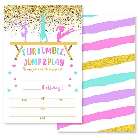 Gymnastics Birthday Party Invitations, Gymnastics Party Invitations, Gymnastic Birthday, Gymnastics Invitations, Gymnastics Birthday Invitations, Gymnast Birthday Party, Gymnastics Party, Gymnastics Birthday, Paper Cute