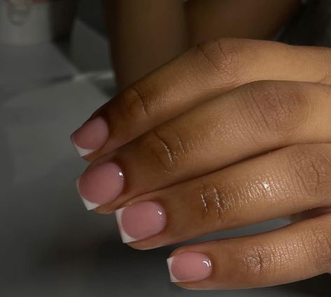 Short Nail French, Nail Inspo Short, French Nails Short, Short Nail Inspo, Nail French, Natural Nails Manicure, Overlay Nails, Hard Nails, Girly Acrylic Nails