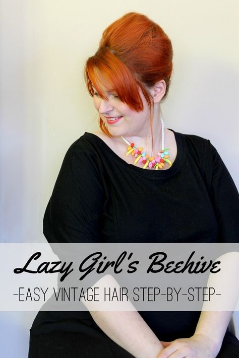 easy and quick lazy day vintage beehive retro hair style tutorial Hairstyles Long Bob, Retro Hairstyles Tutorial, Beehive Hair, Asymmetrical Hairstyles, American Hairstyles, Funky Hairstyles, Fringe Hairstyles, Vintage Hair, Retro Hairstyles