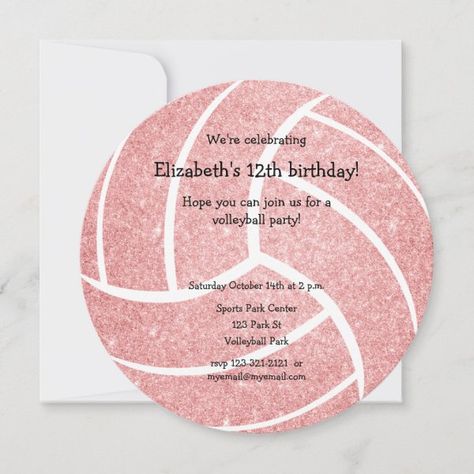 pink girly volleyball birthday party announcement Volleyball Decorations, Volleyball Birthday Party, 13th Birthday Party Ideas For Girls, Volleyball Birthday, Pink Volleyball, Volleyball Party, Sweet 16 Themes, Sleepover Birthday Parties, 13th Birthday Parties