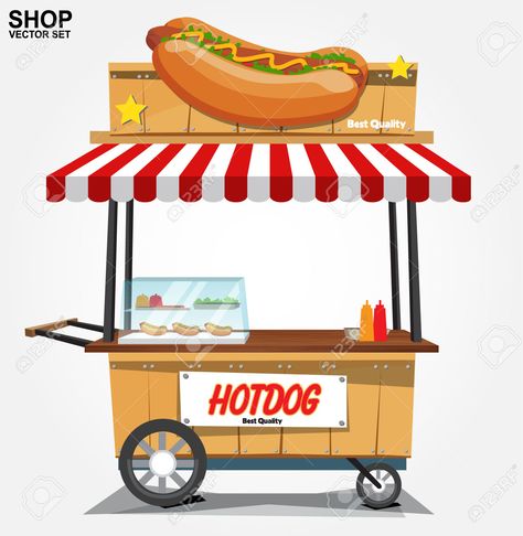 Vegan Food Truck, Diy Lemonade Stand, Food Stall Design, Dog Cart, Dog Trailer, Hot Dog Bar, Bakery Design Interior, Hot Dog Cart, Food Cart Design