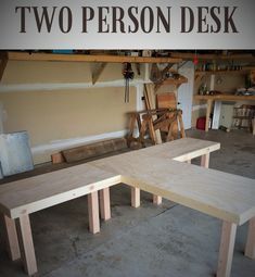 Building A Desk, Shared Home Offices, Shared Home Office, Two Person Desk, Diy Office Desk, Home Office Layouts, Basement Office, Desk Diy, Office Remodel