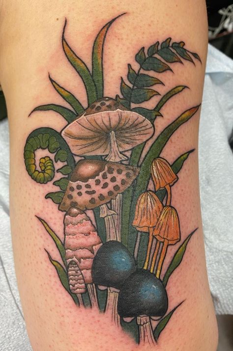 Lovely little mushroom patch done by @sydneyctattoo in bright colours!! Love the placement of this design. Mushroom Tattoo Ideas, Really Bad Tattoos, Mushroom Patch, Whimsical Tattoos, Mushroom Tattoo, Mama Tried, Mushroom Plant, Mushroom Tattoos, Tattoo Reference