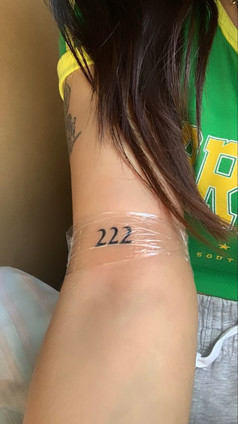 Two Number Tattoo, Angel Number Collar Bone Tattoo, Angel Numbers 222 Tattoo, 222 Arm Tattoo, 222 Tatoos, 818 Tattoo, 22 Tattoo Number Design, Angel Number 222 Tattoo, Tattoo Numeros