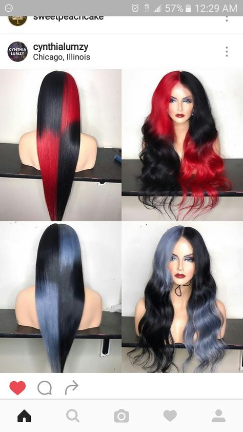 Checker hair..red, black, blue Hair Colorful, Creative Hairstyles, Rainbow Hair, Cool Hair Color, Black Girls Hairstyles, Short Hairstyles For Women, Hair Dos, Pretty Hairstyles, Red And Black