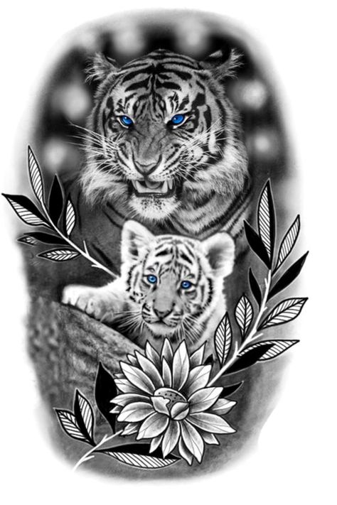 Cub Tattoo, Tattoo Leopard, White Tiger Tattoo, Tiger Face Tattoo, Tiger Tattoo Sleeve, Cubs Tattoo, Tattoo Tiger, Leopard Tattoos, Lion Tattoo Sleeves