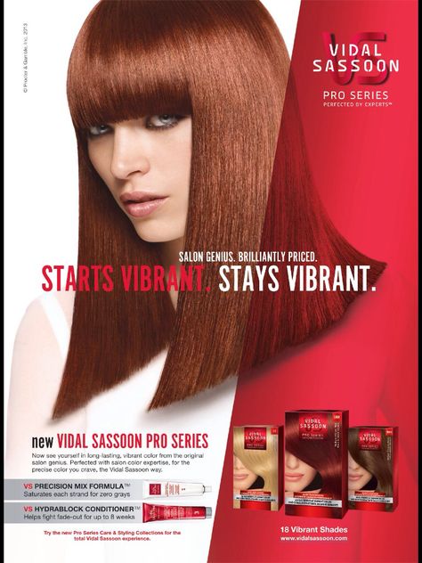 Vidal Sassoon Pro Series Advertising Hair Color Advertisement, Hair Color Advertising, Hair Shampoo Ads, Hair Color Ads, Shampoo Ads, Hair Poster Design, Hair Campaign, Haircare Advertising, Hair Background