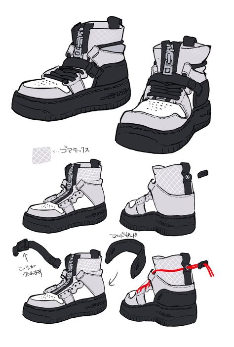 Clothing Design Sketches, Shoes Drawing, Drawing Anime Clothes, Drawing Clothes, Shoe Art, Cartoon Character Design, Character Outfits, Art Clothes, Anime Outfits