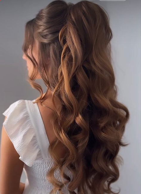 Bride Hairstyles Half Up Half Down, Tail Hairstyle, Formal Hairstyles For Long Hair, Bridesmaid Hair Makeup, Long Hair Wedding Styles, Prom Hairstyles For Long Hair, Wedding Hair Inspiration, Hairdo For Long Hair, Bridal Hair And Makeup