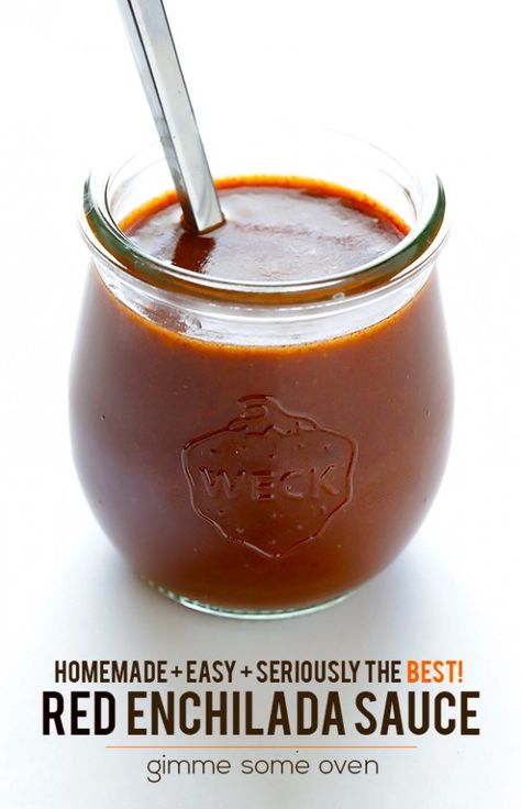 You will never buy the canned store-bought stuff again. This homemade red enchilada sauce is easy, quick, and super delicious! Homemade Red Enchilada Sauce, Best Enchilada Sauce, Homemade Enchilada Sauce Recipe, Best Enchiladas, Recipes With Enchilada Sauce, Red Enchiladas, Homemade Enchilada Sauce, Homemade Enchiladas, Gimme Some Oven