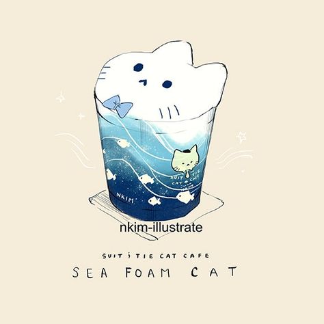 My sis and I went to the beach today, so I got inspired to do these Sea Foam Cats!pic.twitter.com/ukPNXAw2cf Food Cute, 귀여운 음식 그림, Arte Do Kawaii, Images Kawaii, Karakter Disney, Cute Food Drawings, Cute Food Art, Cat Drinking, Cute Animal Drawings Kawaii