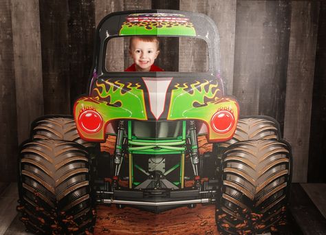 Monster truck photo shoot Monster Jam Photo Shoot, Monster Truck Photo Booth, Monster Truck Photo Shoot, Monster Truck Theme Birthday Party, Monster Jam Birthday Party, Monster Truck Theme, Monster Jam Birthday, Monster Jam Party, 2nd Birthday Party For Boys