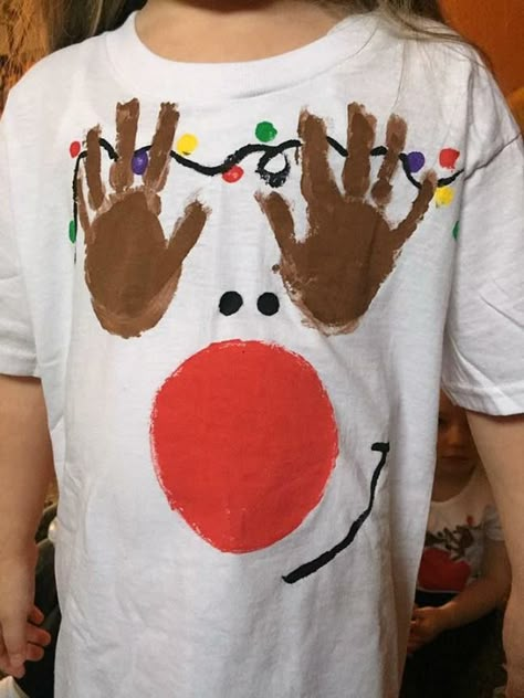 Handprint Reindeer, Children Projects, Reindeer Handprint, Diy Christmas Shirts, Craft To Make, Diy Ugly Christmas Sweater, Preschool Christmas Crafts, Christmas Shirts For Kids, Christmas Crafts To Make