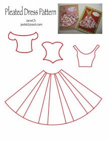 Pleated Dress Pattern, Paper Dress Patterns, Vintage Handkerchiefs Crafts, Dress Templates, Origami Dress, Dress Card, Card Making Templates, Quilled Paper Art, Paper Dress