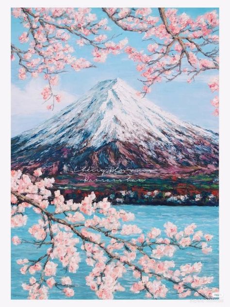 Sakura Painting, Ocean Art Painting, Dream Painting, Beautiful Art Paintings, Gouache Art, Cottage Art, Canvas Painting Diy, Arte Inspo, Tree Drawing