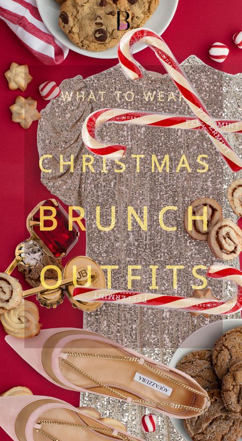 Fashionable Christmas brunch outfit with text overlay What to wear Christmas brunch outfits Red Brunch Outfit, Breakfast With Santa Outfit Ideas, Work Christmas Lunch Outfit, Girls Christmas Brunch, Christmas Brunch Outfits Women, Christmas Brunch Outfit Ideas, Holiday Brunch Outfit, Christmas Day Outfit Women, Christmas Brunch Outfit