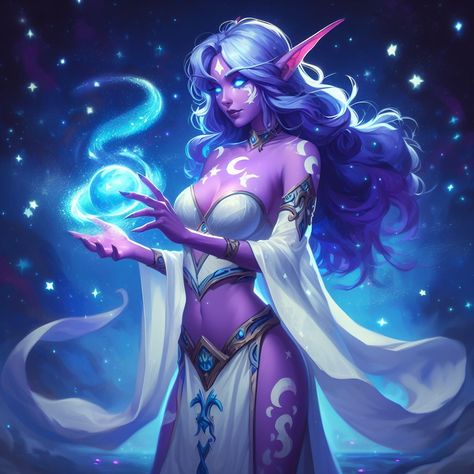 Night elf mage #fantasy #warcraft #wow #worldofwarcraft #nightelf #nelf #elf #kaldorei Night Elf Druid Female, Wow Night Elf Art, Mage World Of Warcraft, Kryn Dynasty, White Purple Hair, Night Elf Art, World Of Warcraft Druid, Drow Character Art, Moon Elf