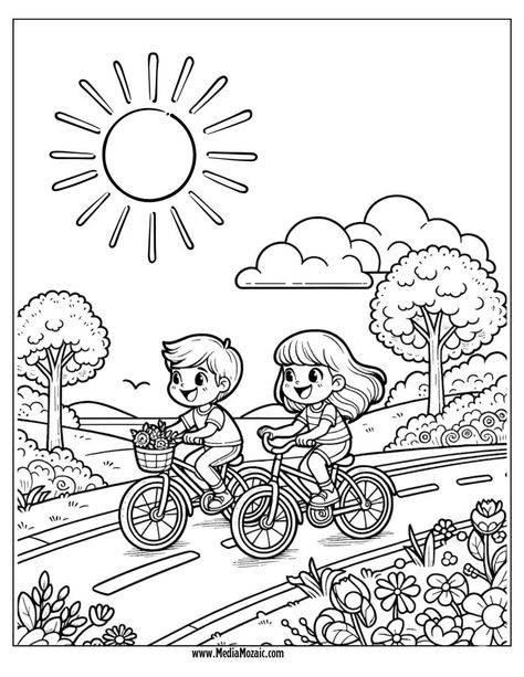 Sunny Day Coloring Pages, Printable Summer Coloring Pages, Free Printable Coloring Book, Summer Coloring Pages For Kids, Colouring Pages Printable, Children Coloring Pages, Kids Colouring Printables, Kids Church Activities, Colouring Pages For Kids