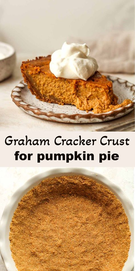 Graham cracker crust for pumpkin pie offers a warmly spiced, slightly crunchy base that pairs perfectly with the creamy, spiced pumpkin filling. Pumpkin Pie With Graham Cracker Crust, Crust For Pumpkin Pie, Graham Cracker Crust Pie Recipes, Graham Pie, Pumpkin Pie Crust, Graham Cracker Pie Crust, Homemade Graham Cracker, Graham Cracker Crust Recipe, Pumpkin Pie Ice Cream