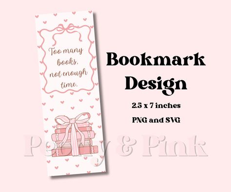 Cute Coquette Printable Bookmark - Too Many Books with Coquette Bows and Hesrts as Gift for Book Lover With Soft Girl Aesthetic by PeonyAndPinkStore on Etsy Coquette Printable, Coquette Bookmark, Coquette Bows, Cute Coquette, Gift For Book Lover, Reading Games, Soft Girl Aesthetic, Bookmarks Printable, Glossy Photo Paper