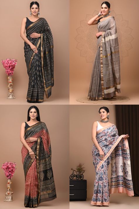 Exclusive Maheshwari Silk Sarees. To order whatsapp 8897195985 Maheshwari Silk Sarees, Maheswari Silk Sarees, Printed Silk Sarees, Maheshwari Saree, Siri Designers, Bagru Print, Beautiful Prints, Printed Sarees, Silk Saree