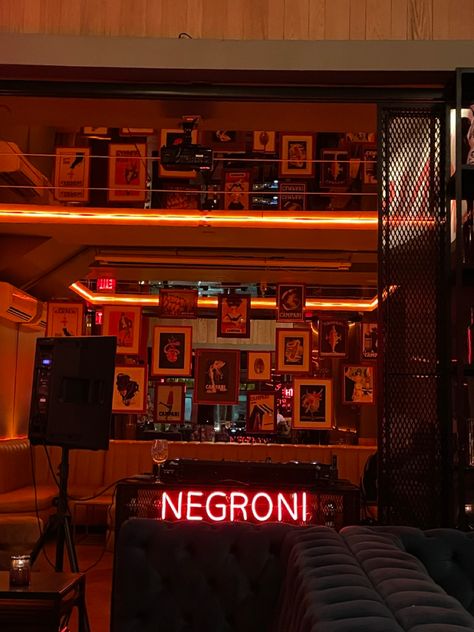 Negroni Cocktail Aesthetic, Negroni Aesthetic, Negroni Bar, Sushi Restaurant Aesthetic, Tiger Bar, Restaurant Aesthetic, Bar Cocktails, Gin Bar, Sushi Restaurant