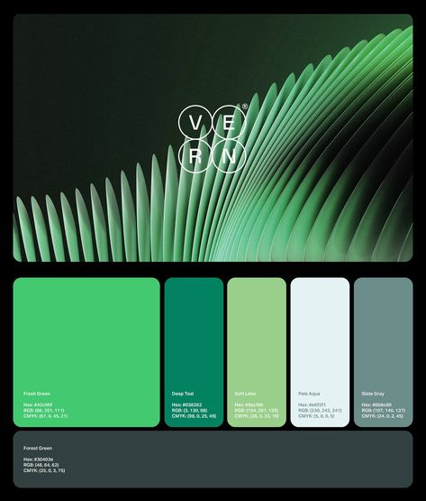 VERN | Branding & Visual Identity :: Behance Real Estate Visual Identity, Green Brand Identity Design, Real Estate Identity, Event Visual Identity, Visual Identity Presentation, Green Brand Identity, Aesthetic Real Estate, Artistic Branding, Blockchain Logo