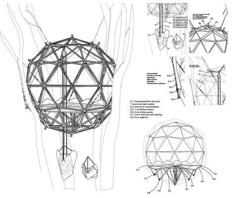 Fascinating plan and sketches for a geodesic treehouse. Eco Architecture Green Building, Green Architecture Concept, Building A Treehouse, Eco Architecture, Tree House Designs, House Sketch, Dome House, Green Architecture, Geodesic Dome