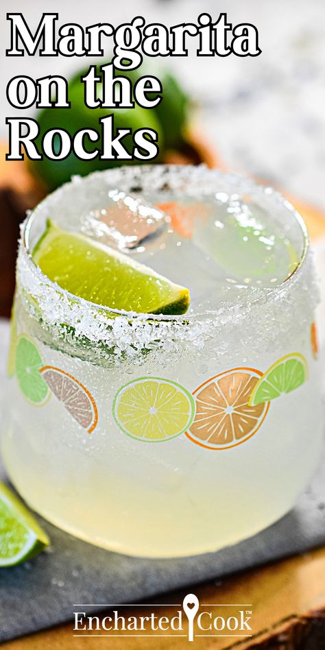 A margarita cocktail over ice in a glass with a salted rim garnished with a wedge of lime with text overlay. Single Margarita Recipe, Pitcher Margarita Recipe, Lime Margarita Recipe, Pitcher Of Margaritas, Best Margarita, Easy Margarita Recipe, Best Margarita Recipe, Classic Margarita Recipe, Eagle Brand Milk