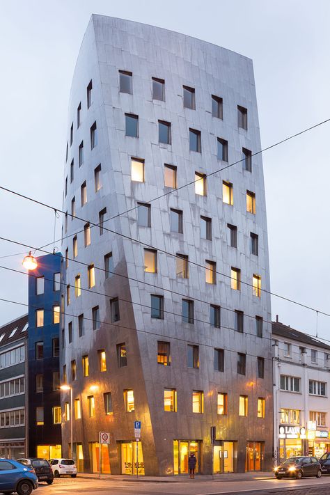 Gehry Tower, Hanover, Germany. Aluminum Shingles, Frank Gehry Architecture, Gehry Architecture, Hanover Germany, Woolworth Building, Hannover Germany, Daniel Libeskind, Rem Koolhaas, Landmark Buildings