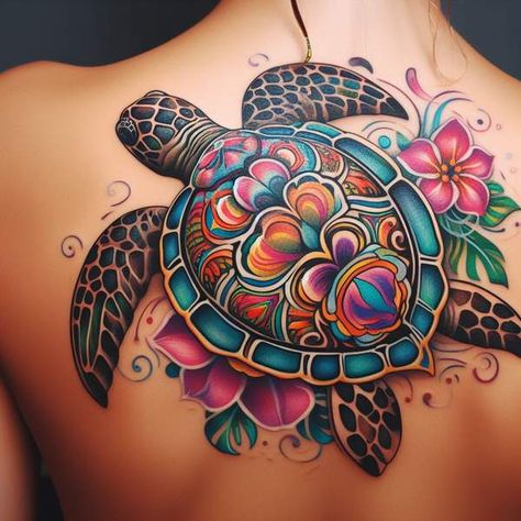 62 Powerful And Meaningful Sea Turtle Tattoo Ideas To Look Timeless Fijian Turtle Tattoo, Sea Turtle Cover Up Tattoo, Under Water Tattoo Ideas, Tattoo Beach Ideas, Turtle Family Tattoo, Watercolor Sea Turtle Tattoo, Sea Turtle Tattoo For Women, Tattoo Ideas Turtle, Turtle Tattoo Meaning