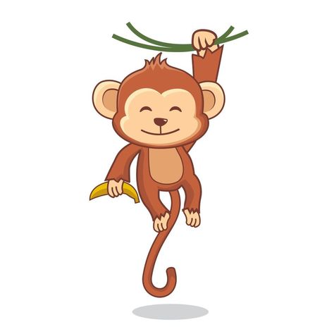 Monkey Drawing Easy, Buffalo Cartoon, Monkey Cartoon, Monkey Drawing, Monkey Illustration, Branch Vector, Cartoon Monkey, Monkey Art, Pet Monkey