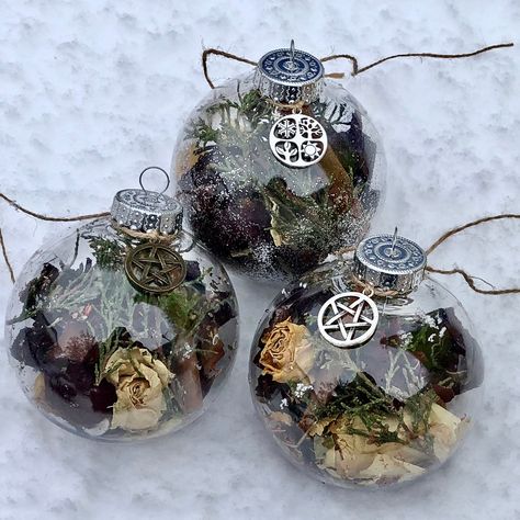 Yule Witch Ball, Ornament, Home Blessing How To Make A Yule Witch Ball, Yule Ball Ornament, Witchy Christmas Tree Ornaments, Yule Craft Ideas, Witchy Yule Decor, Witch Balls Diy Yule, Yule Ball Party, Yule Witch Ball, Witchy Christmas Ornaments