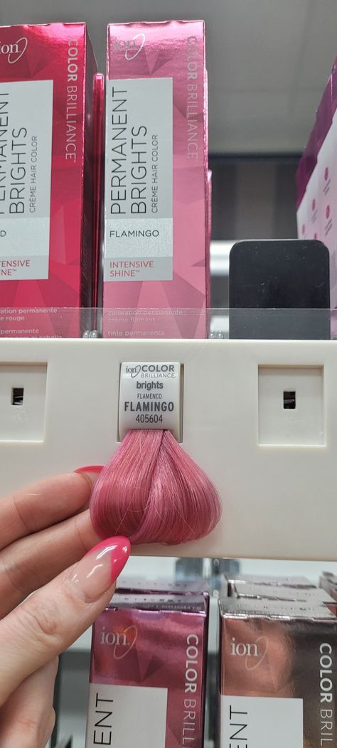 Ion Pink Hair Color, Ion Flamingo Pink, Flamingo Hair Color, Flamingo Pink Hair, Hair Dye Color Chart, Flamingo Color, Pink Hair Dye, Bright Hair Colors, Bright Hair