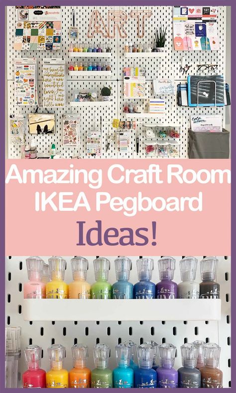 Pegboard Art Supplies, Pegboard Art, Pegboard Decor, Ikea Pegboard Ideas, Craft Room Ikea, Organizing Aesthetic, Pegboard Craft Room, Ideas For Craft Room, Home Organization Bedroom