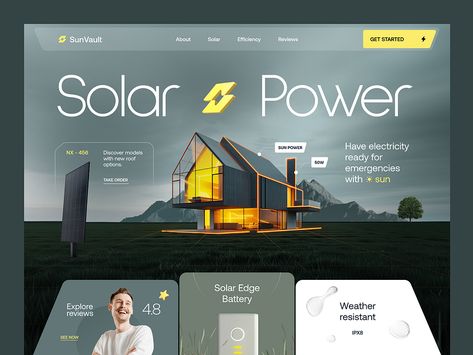 Solar Website, Energy Website, Tech Websites, Learn Ux Design, Interaktives Design, Simple Website Design, Ui Ux Website, Web Design Ux Ui, Sun Solar