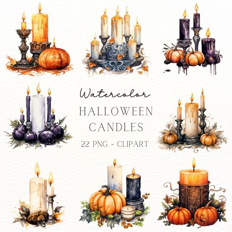 Watercolor Halloween Candles Clipart: Spooky Candle Illustrations for Scrapbooking, Party Invitations, and Halloween Decor https://digitalduskyrose.etsy.com/listing/1780946133 Illuminate your Halloween projects with our Watercolor Halloween Candles Clipart collection. This set features eerie yet enchanting candle illustrations perfect for adding a haunting glow to your scrapbooking, party invitations, and Halloween decor. Each high-resolution image captures the mysterious and spooky essence... Candles Clipart, Candle Illustration, Colored Drawings, Candle Clipart, Themed Candles, Candle Designs, Detailed Watercolor, Gothic Elegance, Spooky Candles