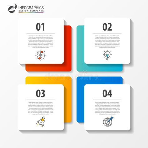 Business infographic template with 4 steps. Square. Vector royalty free illustration Brain Mapping, Chart Infographic, Infographic Design Template, Ppt Design, Hipster Wallpaper, Infographic Template, About Business, Free Illustration, Business Infographic