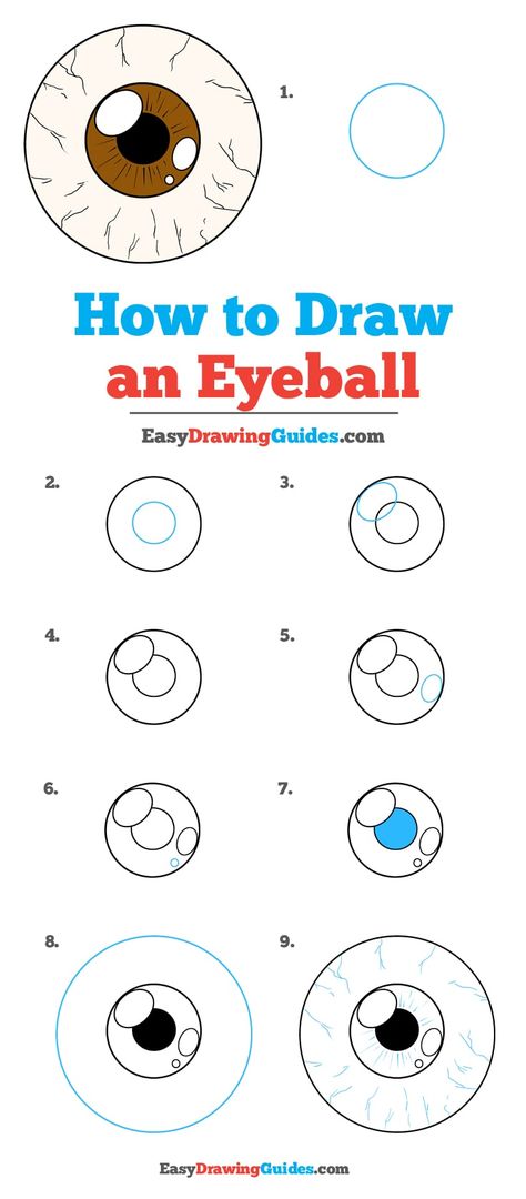 How To Draw Eyeballs, How To Draw Stuff Step By Step, Eyeball Drawing Tutorial, Eyeball Drawing Easy, How To Draw Eyeball, How To Draw Eyeballs Step By Step, How To Draw An Eyeball, Eyeball Painting, Cartoon Eyeball