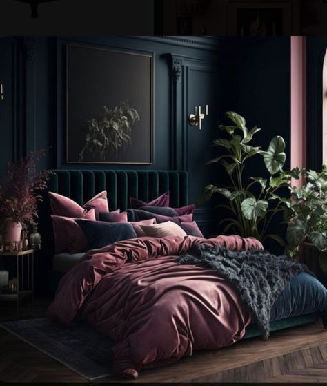 Mauve Bedroom, Dark Romantic Bedroom, Burgundy Room, Dark Cozy Bedroom, Academia Bedroom, Baddie Apartment, Baddie Apartment Ideas, Romantic Bedroom Decor, Feminine Bedroom