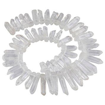 SUNYIK Natural Rock Quartz Crystal Points Quartz Polished Sticks Spikes Point Beads 15 inch Strand Drilled Titanium Quartz, Angel Aura Quartz, Natural Rock, Be Natural, Chakra Crystals, Aura Quartz, Arts And Crafts Supplies, White Quartz, White Crystal