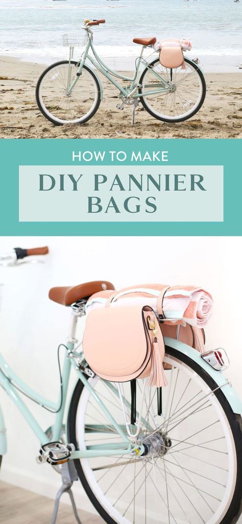 Pannier Bags for your bike are easy to make! Click to get the simple, affordable tutorial and add some cool storage to your bicycle. These saddlebags for your bike are a great bicycle accessory idea, and you can make them in about an hour. Beach Cruiser Bikes Women, Bicycle Makeover, Bike Accessories Diy, Cruiser Bike Accessories, Logo Bike, Cool Storage, Bike Hacks, Beach Cruiser Bicycle, Biking Diy