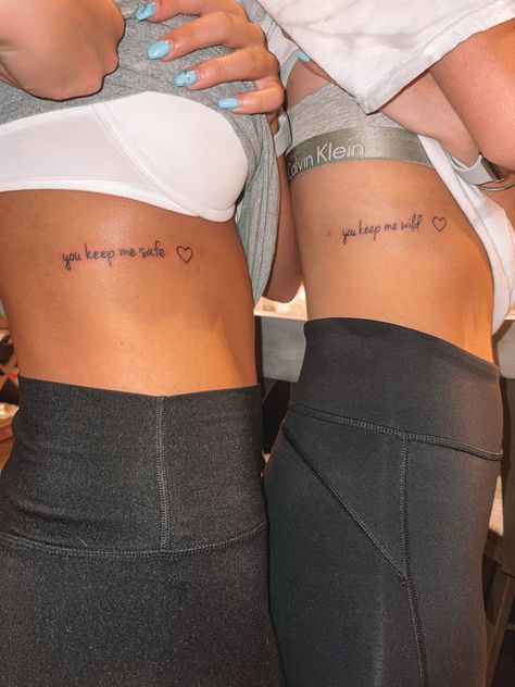 Matching Saying Tattoos Best Friends, Matching Tattoos Ribs, Matching Tattoos Meaningful Best Friends, Small Tattoos Family Meaningful, Best Friend Unique Tattoos, Matching Tattoos For Best Friends Meaningful, Matching Rib Tattoos, Childhood Best Friend Tattoos, Best Friend Matching Tattoo