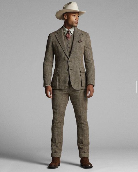 Formal Cowboy Outfits Men, Suit With Cowboy Boots, Mens Western Suits, Cowboy Outfits Men, Cowboy Suit, Western Suit, Mens Western Wear, Herringbone Suit, Mens Fasion