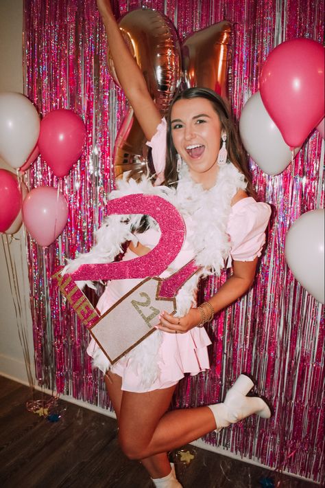 21st Bday Ideas, Best Night Ever, Pink Party, Pink Parties, Bday Ideas, Birthday Bash, 21st Birthday, Flapper Dress, Birthday