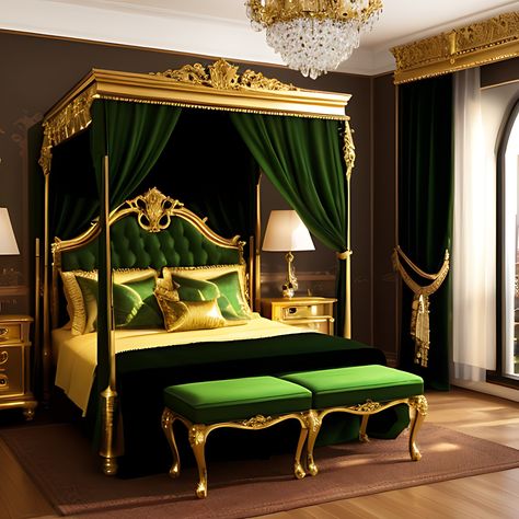 Luxury bedroom Royal Luxury Bedroom Design, Emerald Bedroom, Royal Bedroom Design, Royal Bedroom, Luxury Bedroom Design, Double Sofas, Luxury Bedroom, Diy Sofa, Diy Materials