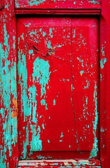 Peeling Paint, Red Decor, Red And Teal, Funky Furniture, Color Crush, Red Turquoise, Aqua Turquoise, Red Door, Painted Doors