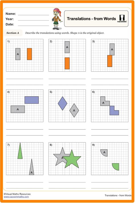 This educational worksheet focuses on translation and enhances students' understanding of how to accurately move an image from one position to another. Engage your students in a visual learning experience where they will practice drawing images with the correct orientation. Embrace this valuable opportunity to improve their spatial reasoning skills and strengthen their grasp of geometric concepts through hands-on activities. Utilize this practical resource to encourage active participation and f Parallel Structure Worksheet, Year 5 Maths Worksheets, Math Test Corrections Sheet, Translations Math, Year 5 Maths, Properties Of Parallelogram, Pythagorean Theorem Worksheet, Ks2 Maths, Reasoning Skills