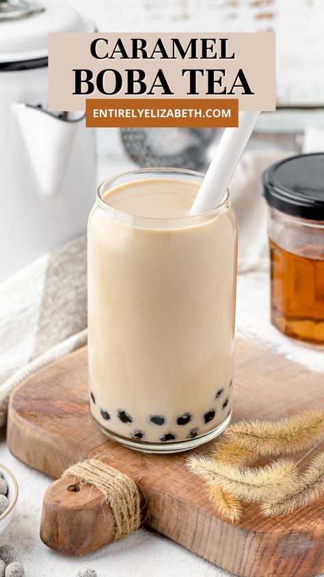 Caramel Milk Tea Boba, Caramel Boba Tea, How To Make Caramel Milk Tea, Easy Boba Tea Recipe, Creme Brulee Boba Tea Recipe, Hot Boba Drinks, Caramel Milk Tea, Boba Ideas, Boba Milk Tea Recipe